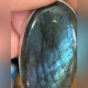 Labradorite pendant 2” oval shaped in silver